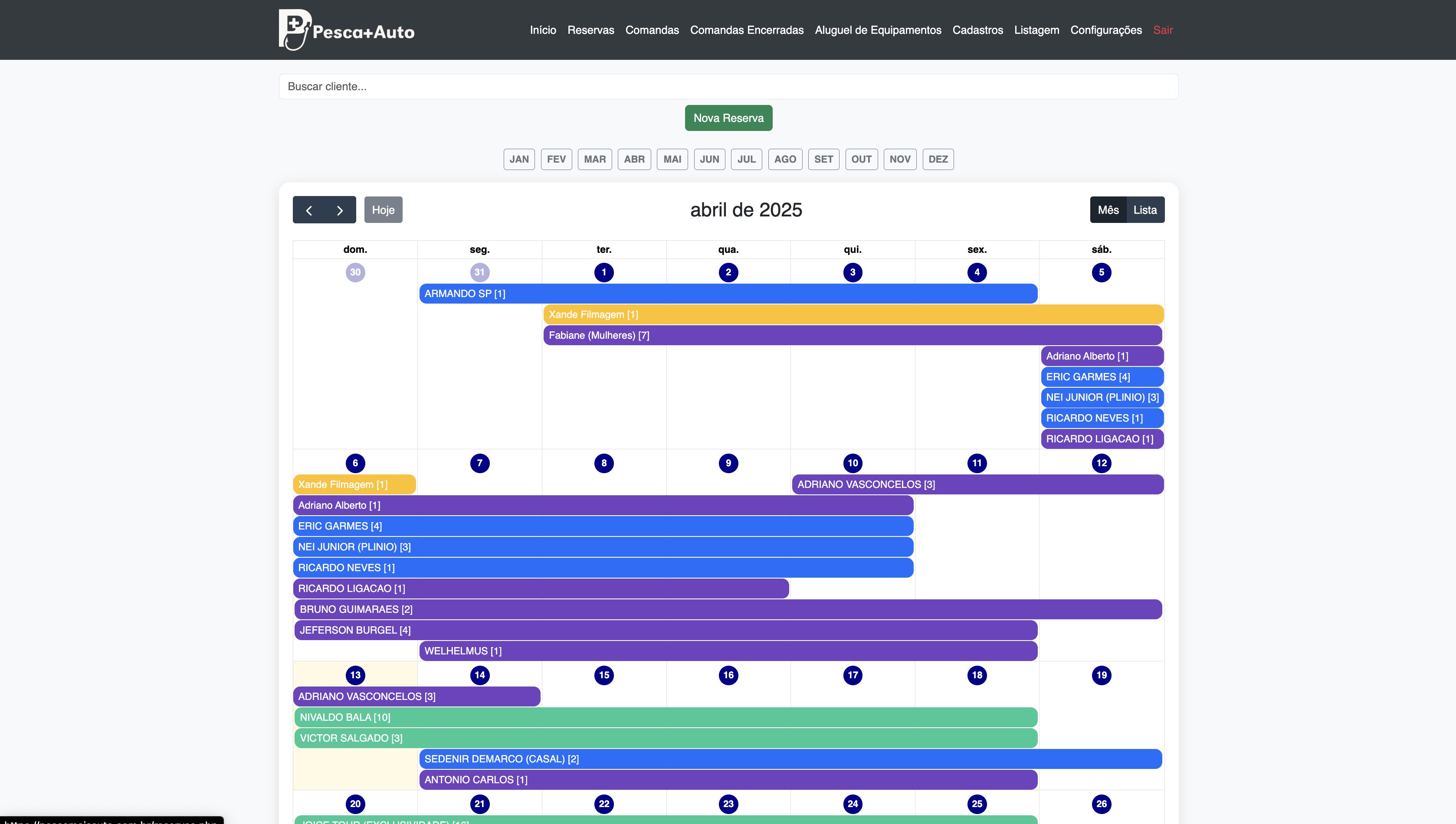 Calendário de Reservas